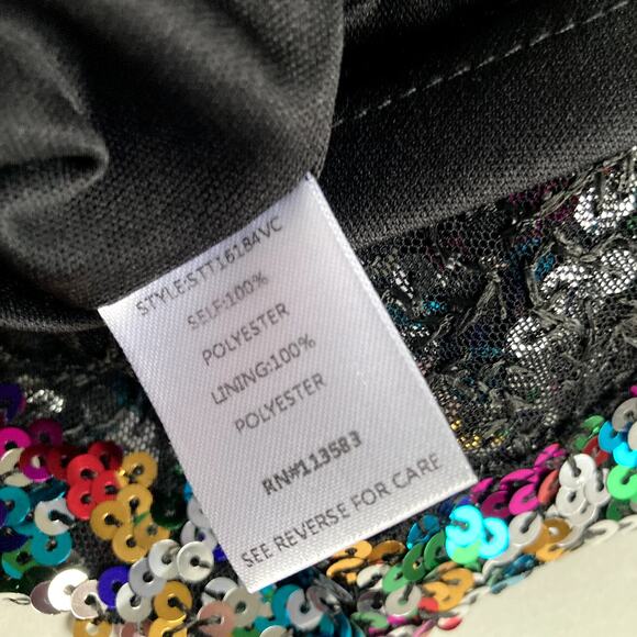 Sugar Lips NEW Sequin Bubble Sleeve Top - Neptune - Medium - Picture 8 of 10